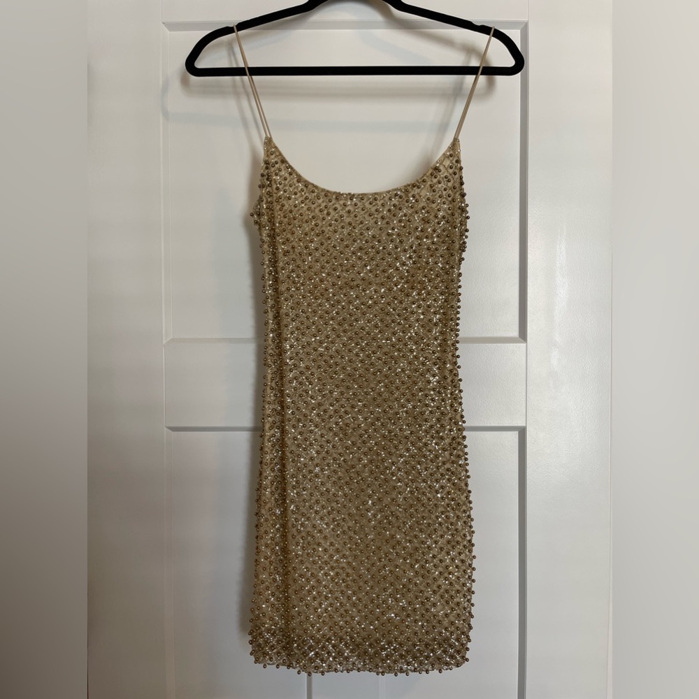 Oh Polly Gold Beaded Dress